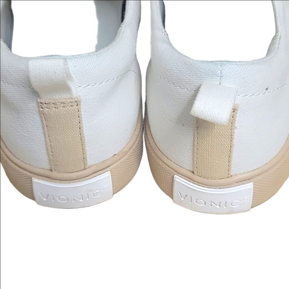 Vionic white and tan 🐫 8.5 sneakers 👟 tennis shoes arch support orthopedic - Picture 6 of 12